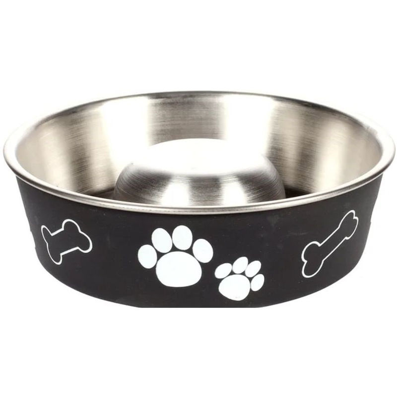 Kупа за бавно хранене Flamingo – SLOWFEEDER KENA BLACK 17см 500ml – черна метална 500мл. 2