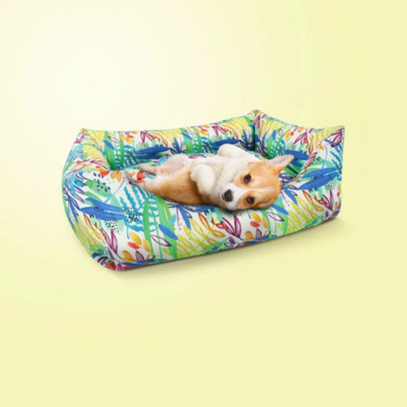 Цветно кучешко легло Blue Leaf Record  – със свеж дизайн, подвижна възглавничка и издръжлива материя 60/45/16 3