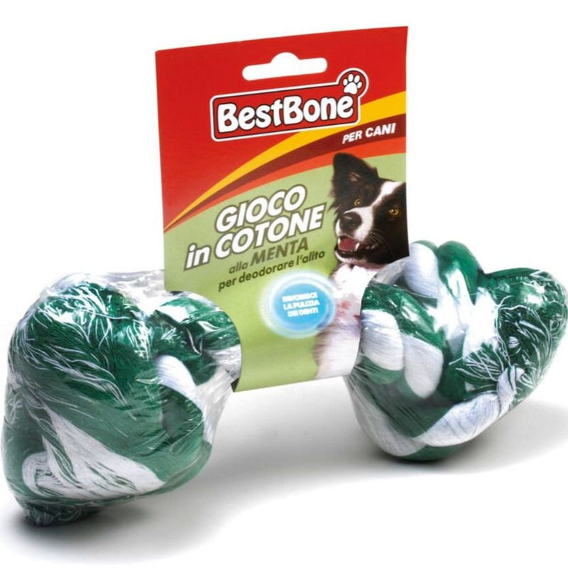 Памучен кокал 25 см. Record, с вкус на мента, подпомагащ почистването на зъбките  25 см. 2