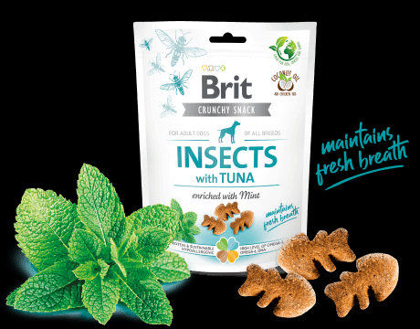 Brit Care Crunchy Cracker. Insects with Tuna enriched with Mint – лакомство за кучета с насекоми, риба тон и мента за свеж дъх 0.200 кг.