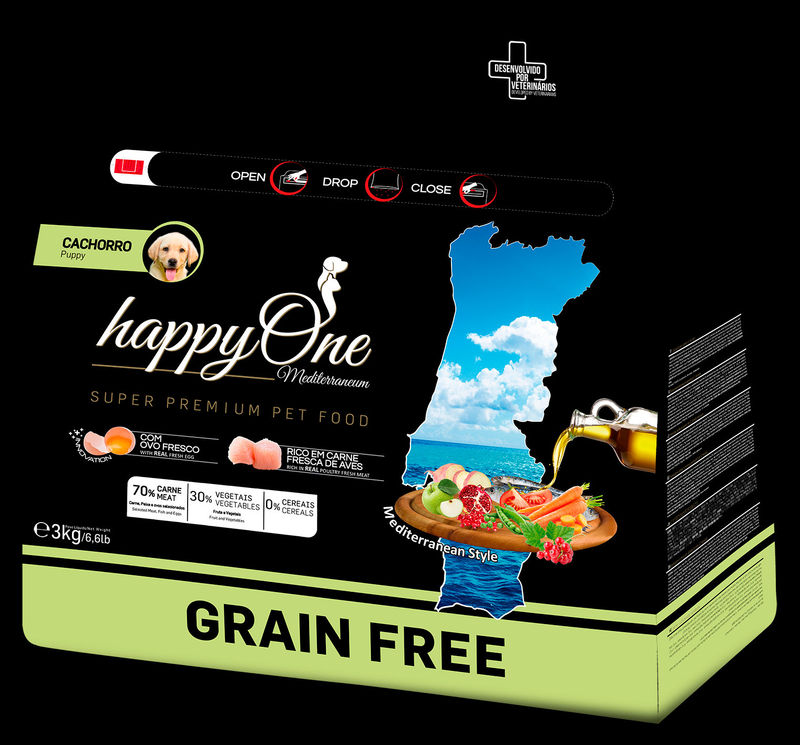 Средиземноморска храна HappyOne MEDITERRANEUM Puppy – Junior за подрастващи кученца от всички породи с пилешко месо, сардини, зехтин, яйца и нар 12 кг. 4