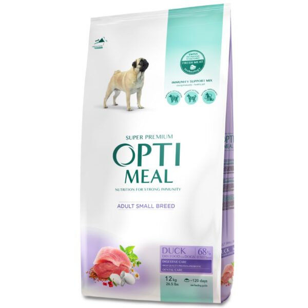 OPTIMEAL DOG MINI ADULT WITH DUCK Супер премиум храна за кучета от малки породи с патешко