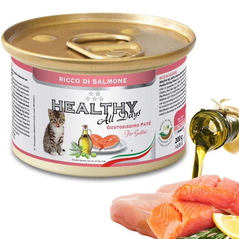Консервирана храна за малки котенца HEALTHY MEAT All days Kitten Salmon с прясна сьомга 0.200 кг. 2