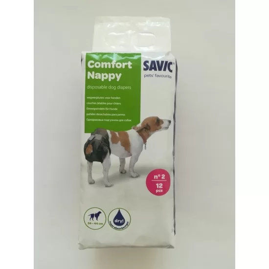 Памперс за куче Savic, T2, 34-44см, 12бр