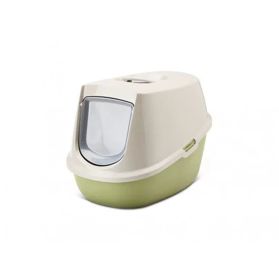 Закрита котешка тоалетна Manon Happy Planet 54.5x39x39см, мока гранит/зелено