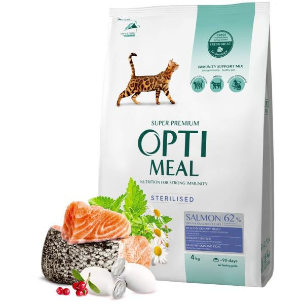 OPTIMEAL CAT ADULT STERILISED WITH SALMON 10 KG – ХРАНА ЗА КОТКИ 9