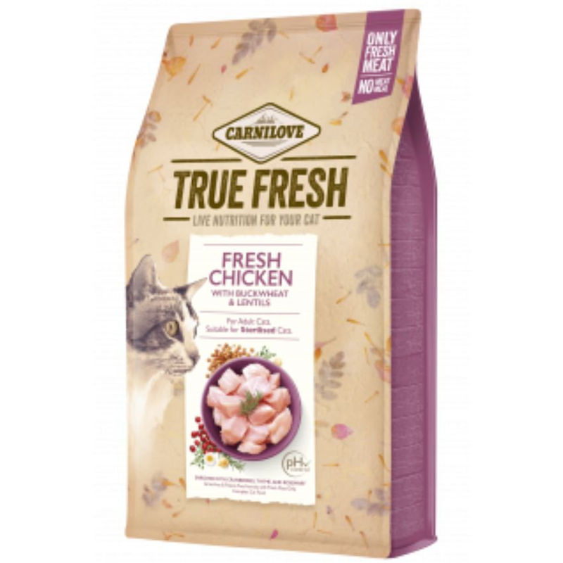 Ултра премиум суха храна Carnilove TRUE FRESH Cat Chicken със 70% истинско, прясно пилешко месо, обогатена с червени боровинки, мащерка и розмарин 1.8 кг.