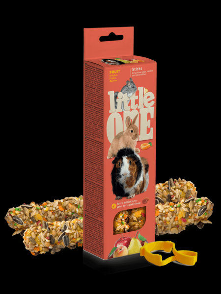 Крекери за гризачи и зайци Little One Sticks със стафиди, ябълка, кайсия и круша 2х60 гр. 0.120 кг.