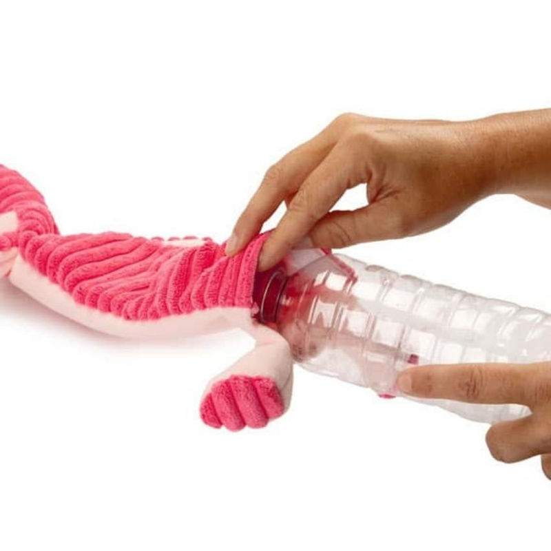 Плюшена играчка Beeztees за куче с място за бутилка – Фламинго Розов 2