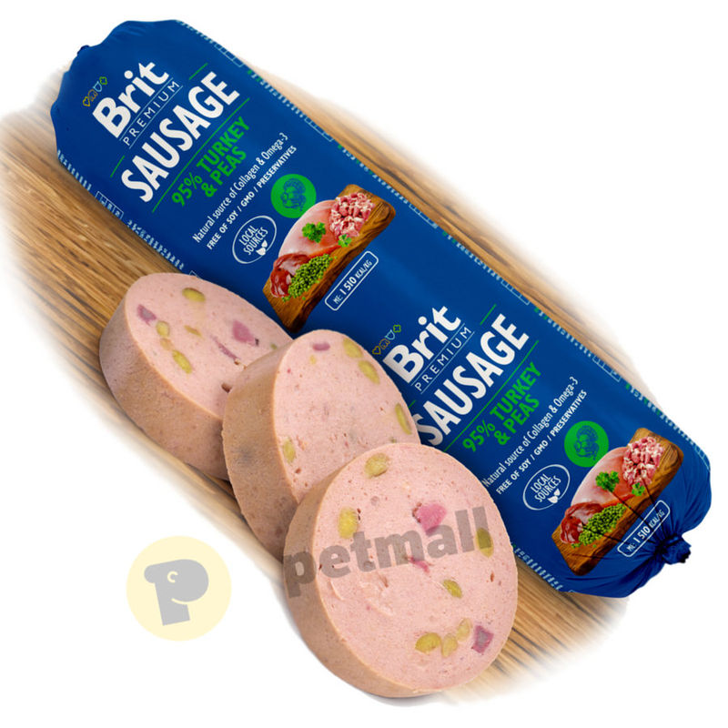 Деликатесен салам за кучета Brit Sausage Тurkey&Peace –  с 95% свежо пуешко месо и 3.5% грах 800 гр. 2