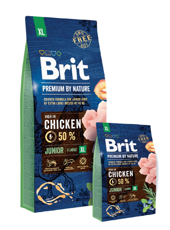 Суха храна за кучета BRIT PREMIUM JUNIOR XL BY NATURE [ НОВА, ПОДОБРЕНА ФОРМУЛА ] с 50% прясно пилешко месо 15 кг. 2