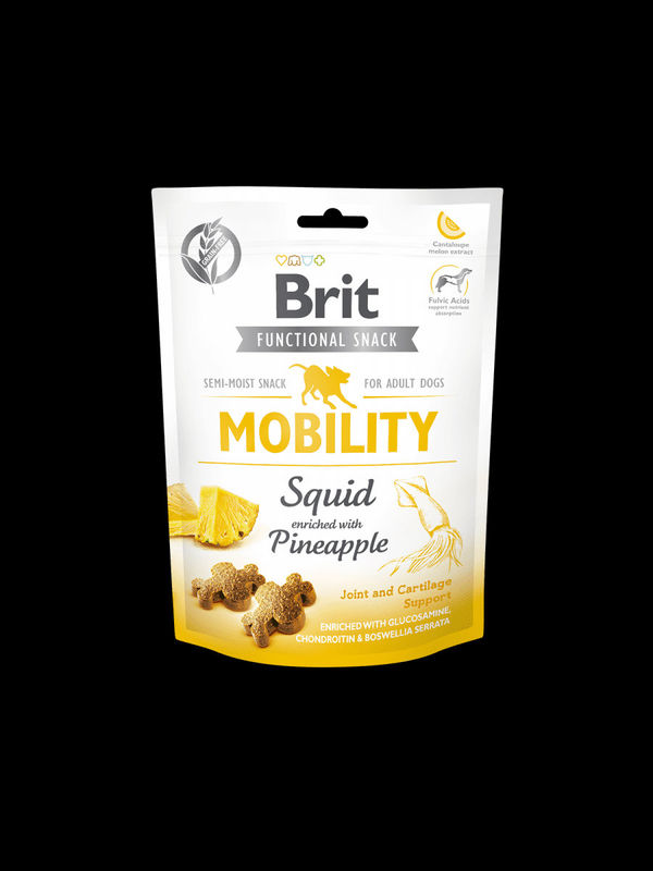 Brit Care Dog Functional Snack Mobility Squid – лакомство за стави и мобилност с калмари и ананас 150гр. 0.150 кг.