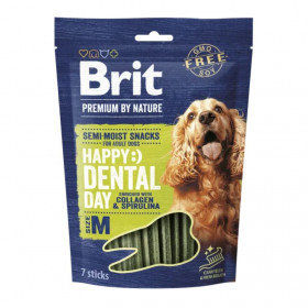 Дентални пръчици за кучета Brit Premium by Nature Dog Dental Snacks M, обогатени с колаген и спирулина 180гр.