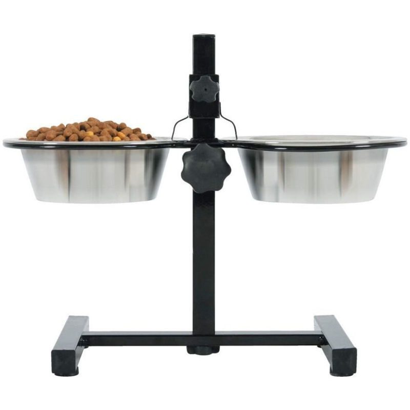 Две купи със стойка Zolux  Stainless Steel Dog Bowls с регулираема височина, изработени от неръждаема стомана 700мл.