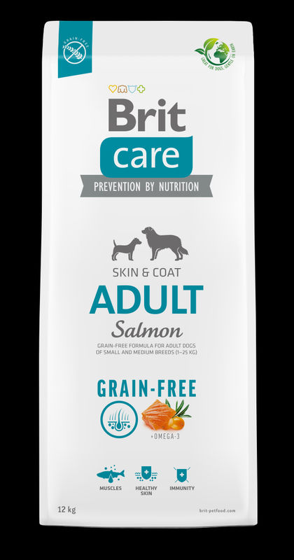 Суха храна БЕЗ зърнени култури Brit Care Grain Free Adult Salmon & Potato – със сьомга и картофи 12 кг.