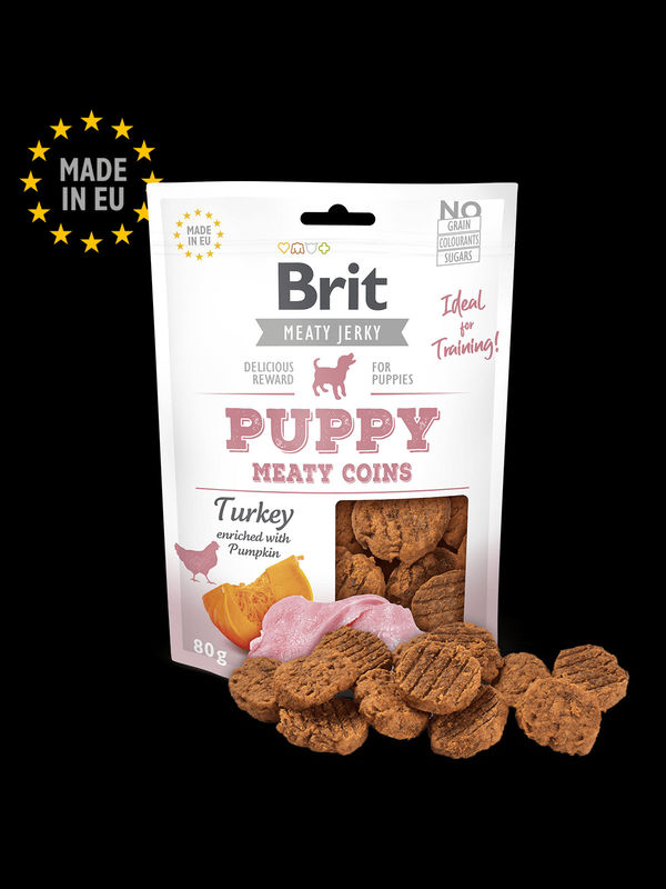 Brit Jerky Snack – Turkey Meaty coins for Puppies – лакомство за малки кученца с пуешко 0.08 кг.