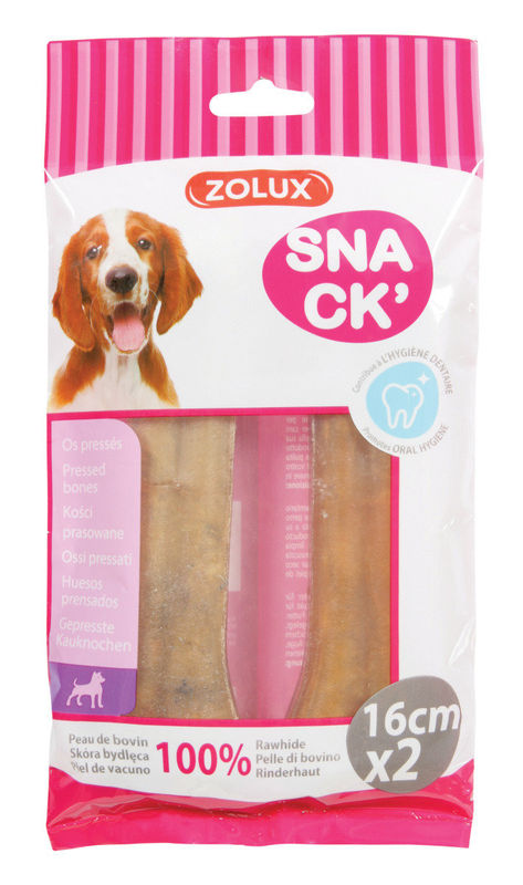 Пресован кокал Zolux от 100% хрупкава, свинска кожа,16см х 2бр  16 см.