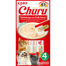 Кремообразно лакомство за капризни котки Churu Cat Treats Tuna Recipe with Crab Flavour мус от риба тон и месо от рак 4×14гр.