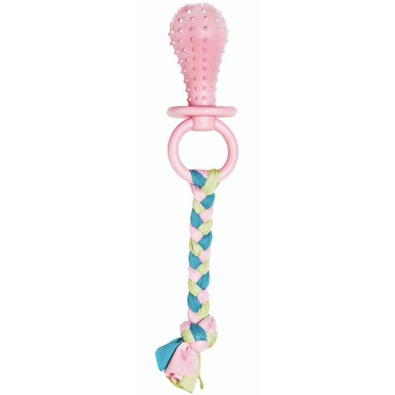 Кучешка биберон с въже 26 см. Record  Розов 2