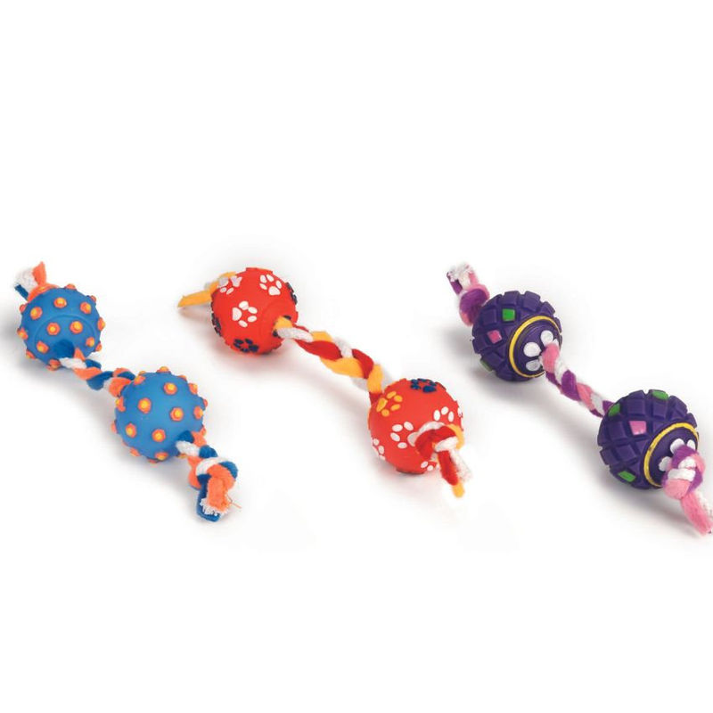Играчка за куче Beeztees въже с две топки микс