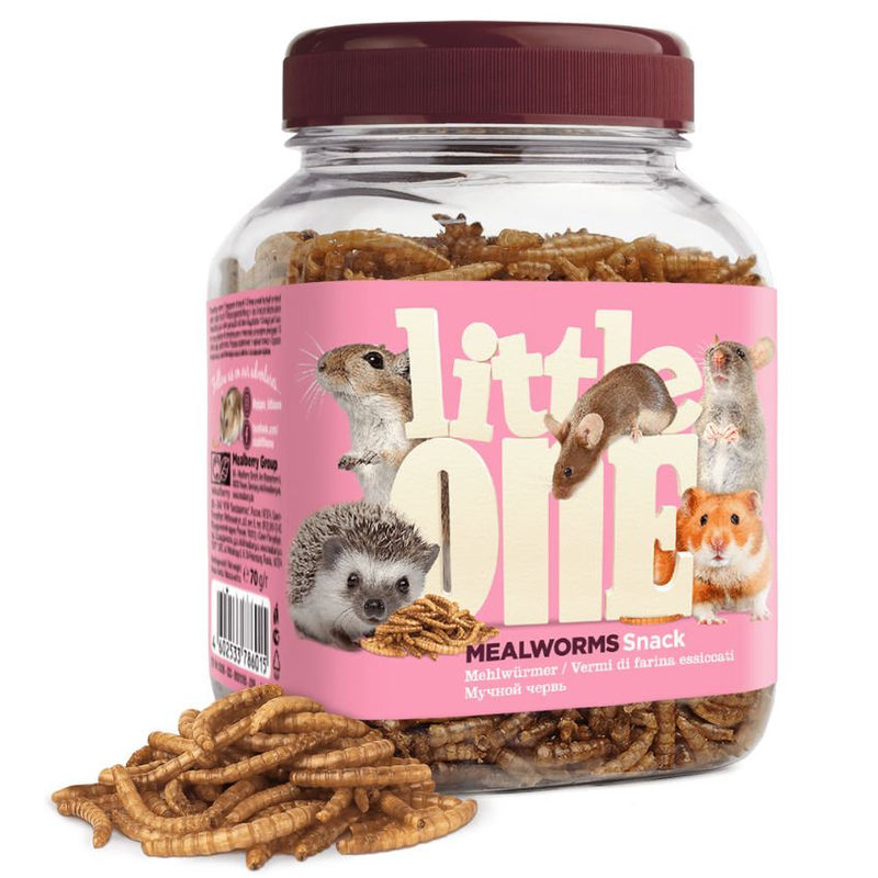 Лакомство за малки животни Little One mealworms изсушени брашнени червеи 70 гр.