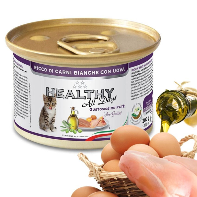 Консервирана храна за малки котенца HEALTHY MEAT All days Kitten Еggs с прясно бяло месо и яйца 0.200 кг. 2
