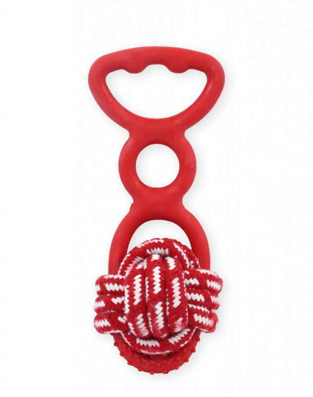 Плетена топка с гумена дръжка за дърпане PET NOVA с аромат на мента 20 см. червен 2