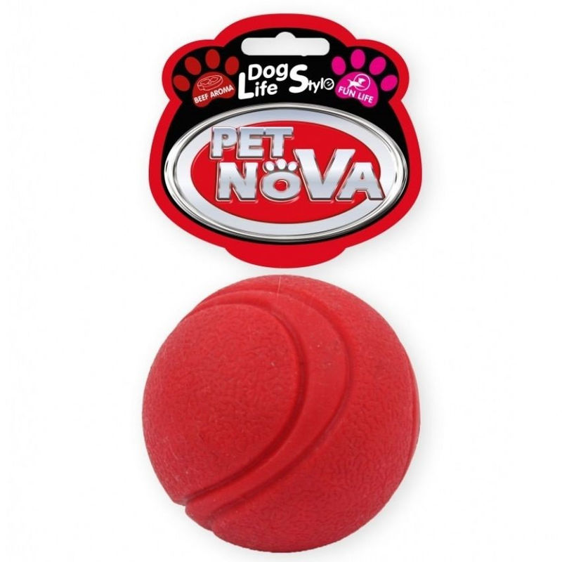 Твърда Тенис Топка PET NOVA- с Аромат на Телешко 5см червен