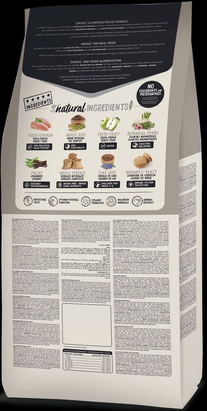 Натурална суха храна Ownat Classic Light с пряснo пилешко месо, за пораснали кучета от всички породи 4 кг.