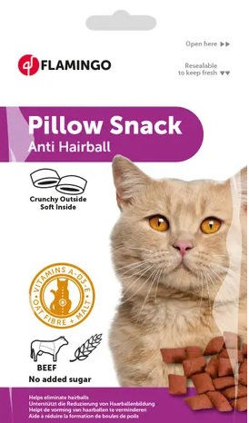 Лакомство за котки Flamingo Anti Hairball възглавники с телешко и малц против космени топки 50 гр. 2
