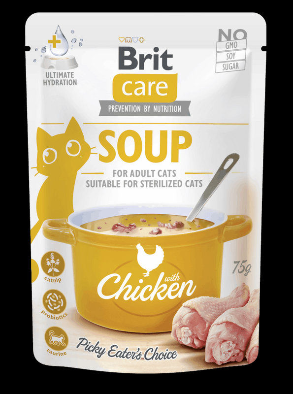 Деликатесен пауч за котки Brit Care Cat Soup with Chicken супа с пилешко месо, БЕЗ зърнени култури