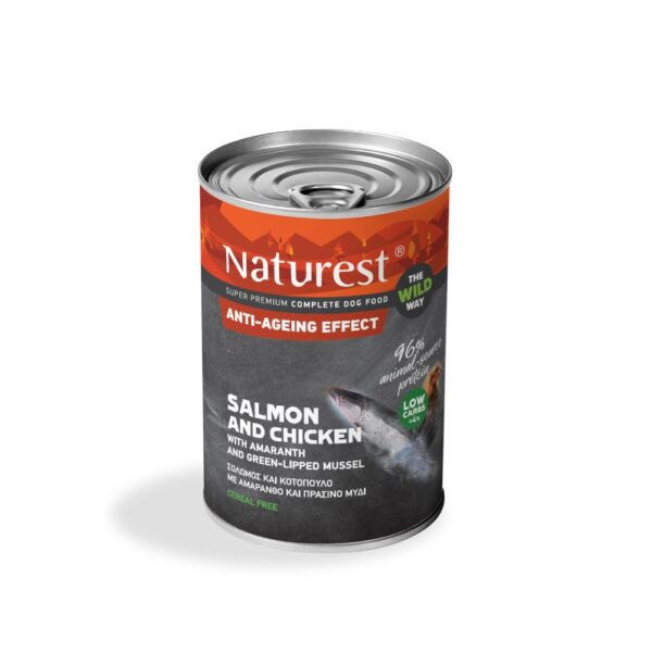 Консерва за кучета над 7 години NATUREST Anti-ageing Effect Salmon and Chicken 2