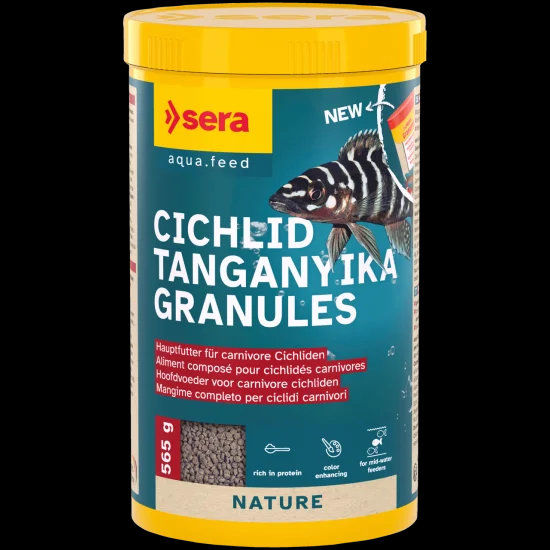 sera Cichlid Tanganyika Granules 1000 мл / 565 г - високоенергийна храна за месоядни цихлиди