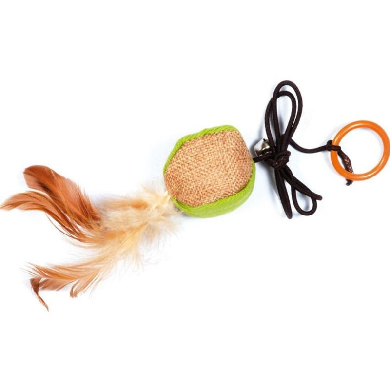 Играчка за котка Cat&Rina топче с перче на въженце микс