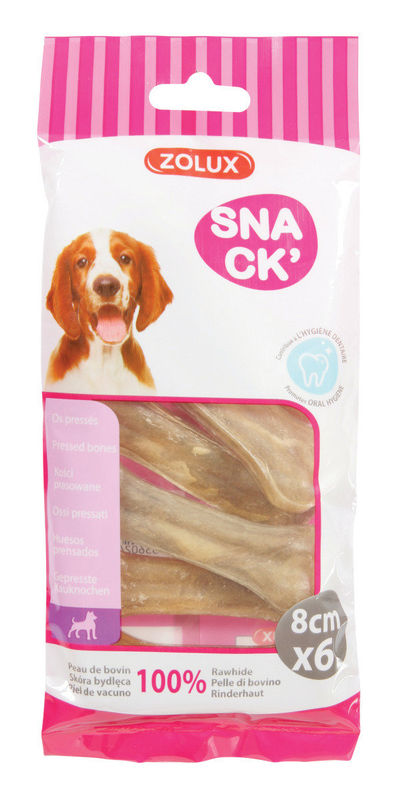 Пресован кокал Zolux от 100% хрупкава, свинска кожа, 8 см х 6 бр 8 см.