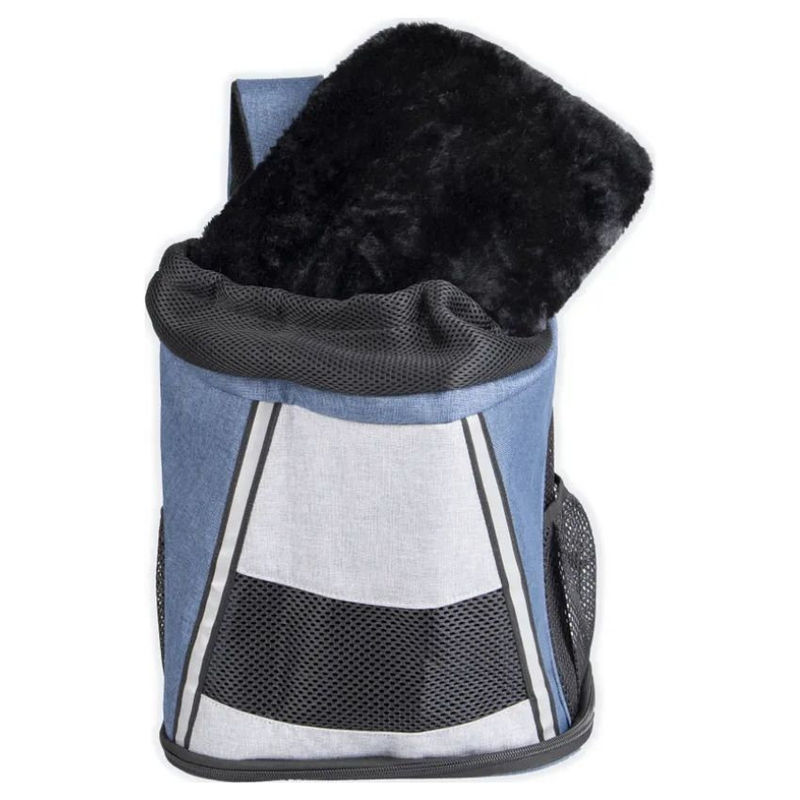 Транспортна раница за кучета Flamingo FRONT CARRIER TIMI BLUE 34x25x37CM походяща за носене както на гърба така и на гърдите син 3