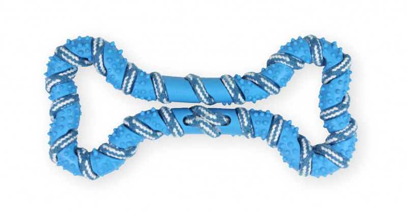 Кучешка играчка PET NOVA кокал от гума и въже 20 см. с аромат на мента син 2