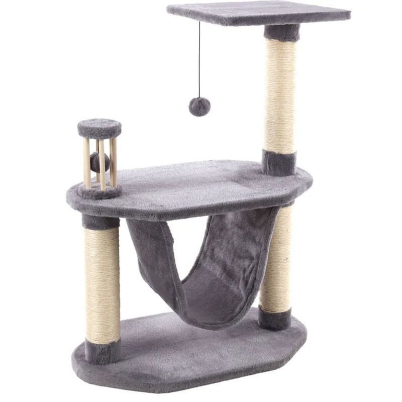 Катерушка за котки с 3 драскалки и хамак Flamingo SCRATCHING TREE ARPONT ECRU & GREY Сив