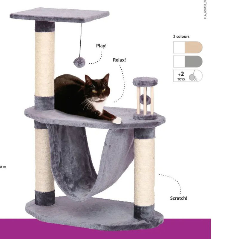 Катерушка за котки с 3 драскалки и хамак Flamingo SCRATCHING TREE ARPONT ECRU & GREY  Сив 3