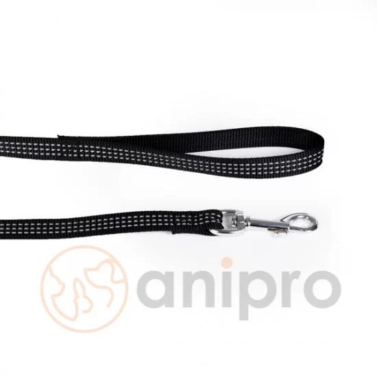 anipro Sport+ повод от лента със светлоотразителни нишки, 25мм/120см черен