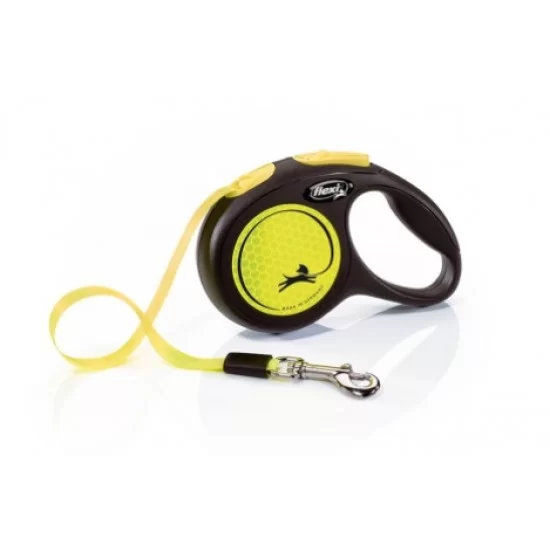 flexi Classic Neon S - 5м лента, жълт, до 15кг - светлоотразителен