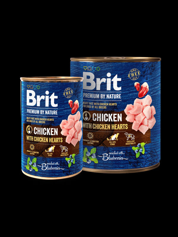 Brit Premium by Nature Chicken with Hearts – консервирана храна за кучета с пилешко и сърца  0.800 кг.