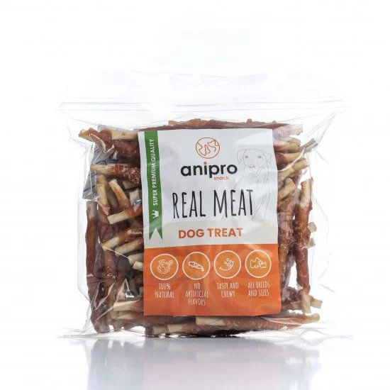 anipro солети от телешка кожа обвити с пилешко месо 12 см - 1 кг