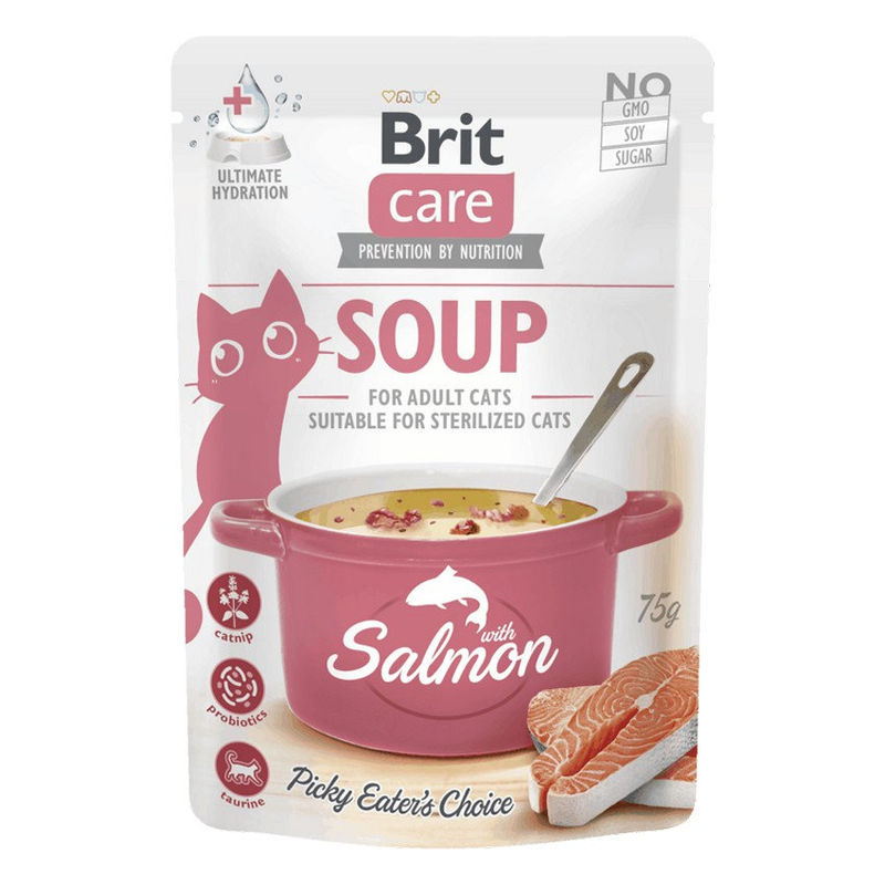 Деликатесен пауч за котки Brit Care Cat Soup with Salmon 75гр, супа със сьомга, БЕЗ зърнени култури 2