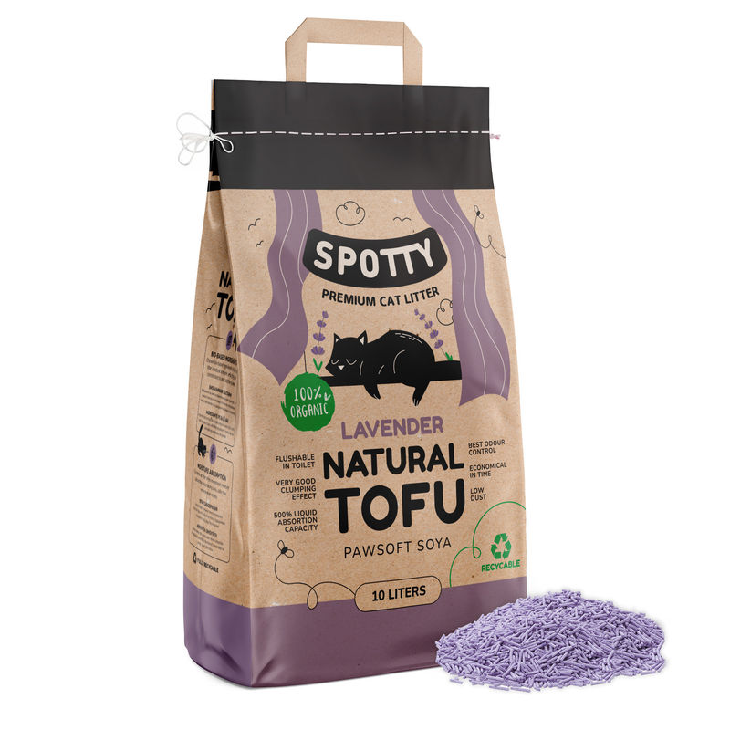 Соева котешка тоалетна SPOTTY TOFU LAVANDER със аромат на лавандула 10литра