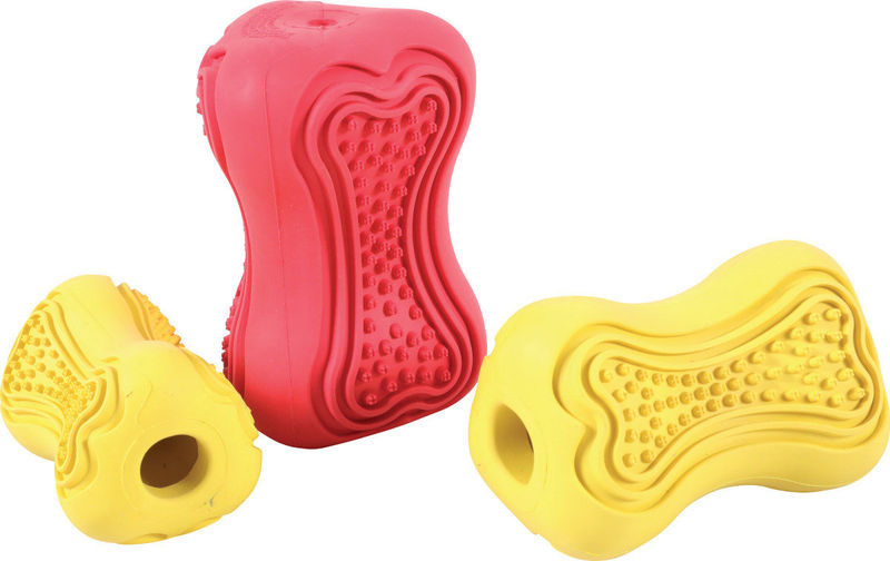 Супер издръжлива кучешка играчка Zolux  TITAN RUBBER – с отвор за лакомства, размер S червен 5