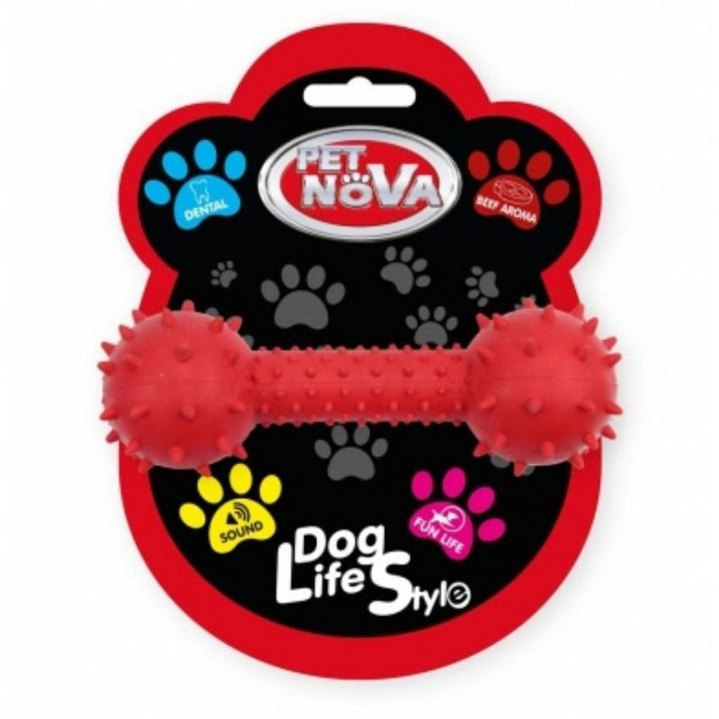 Дентална, гумена играчка за кучета PET NOVA – гиричка със звънче 14см, с аромат на телешко 14 см.