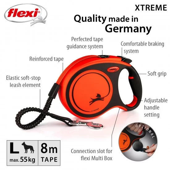 flexi Xtreme L - 8м лента, до 55кг - цвят оранж 3