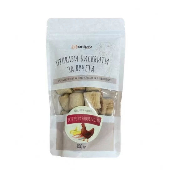 anipro бисквити Duo 3-mix с костен мозък 150 гр плик - с пиле, сирене, сьомга