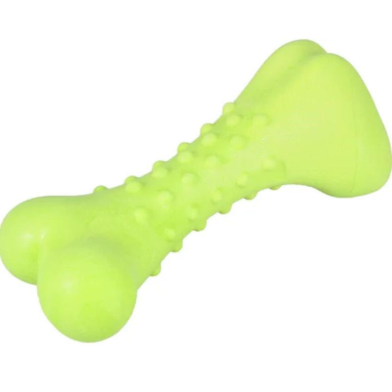 Играчка за куче Flamingo  DINA BONE MINT 16 см  – силиконов кокал, дентална играчка с аромат на мента Зелен